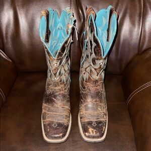 Ariat Brown and Blue Western Boots
